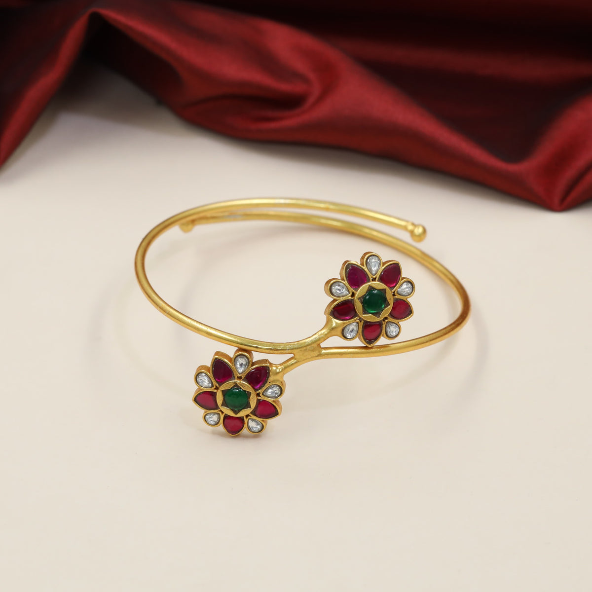 Jadau Floral Baju Bandi with Curved Band