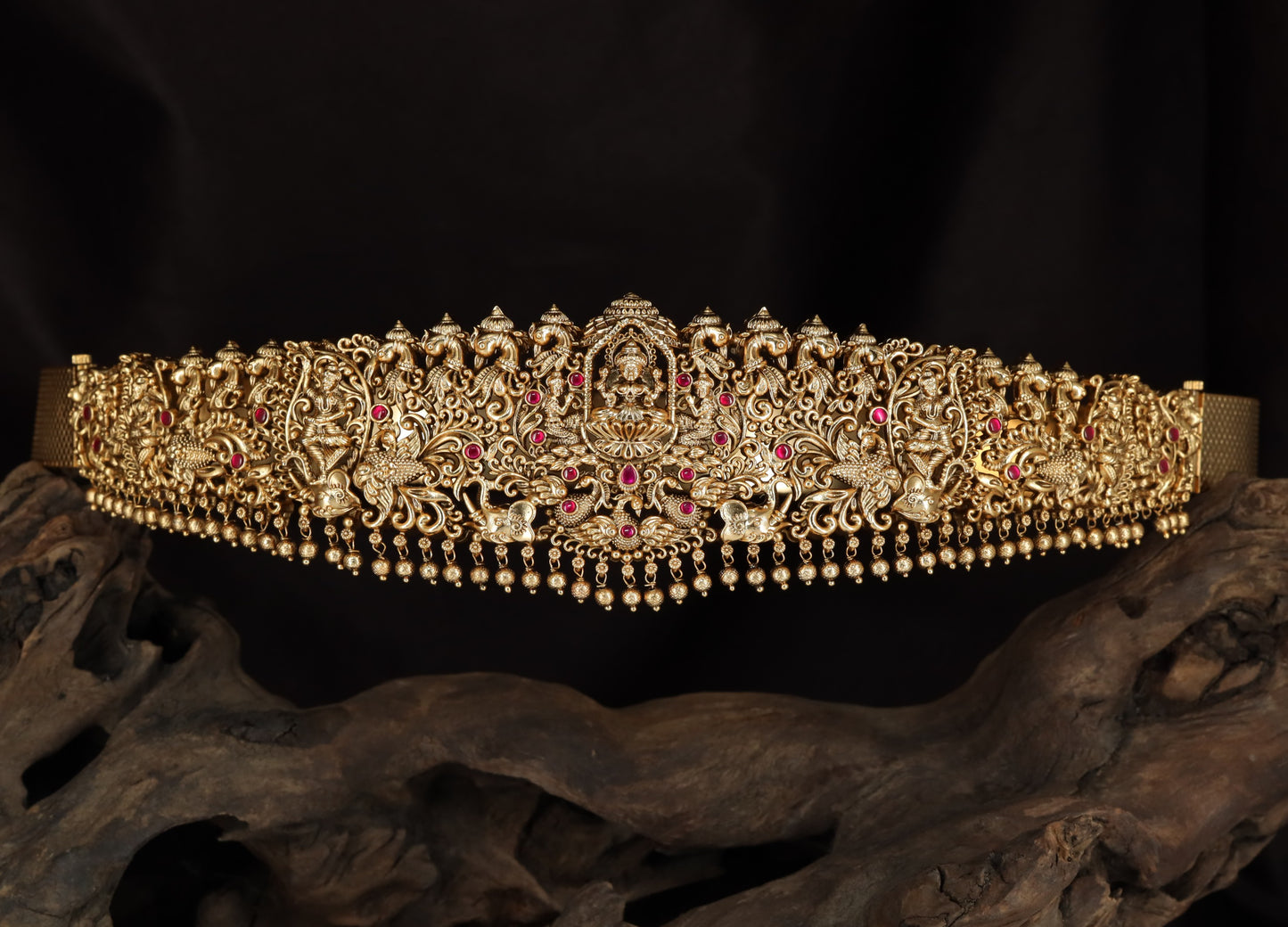 Antique Dabu with Lakshmi Centre, Peacock Figures and Floral Scrollwork