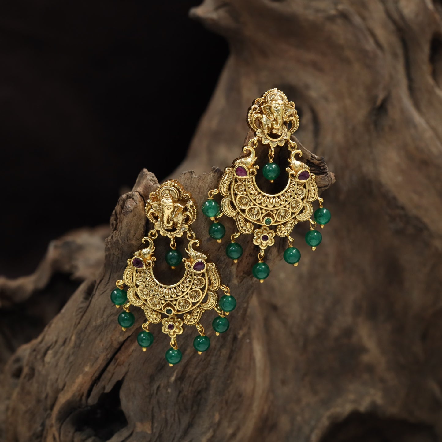 Devotional Antique Hangings with Ganesha detailing and suspended bead accents