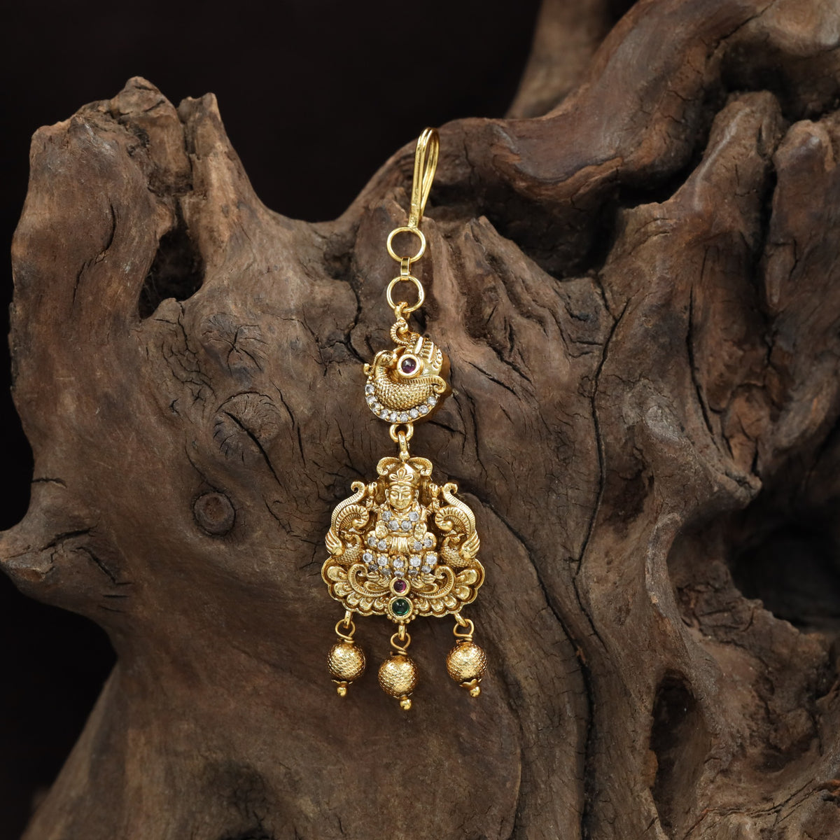 Antique Lakshmi Tikka with Lotus Motif