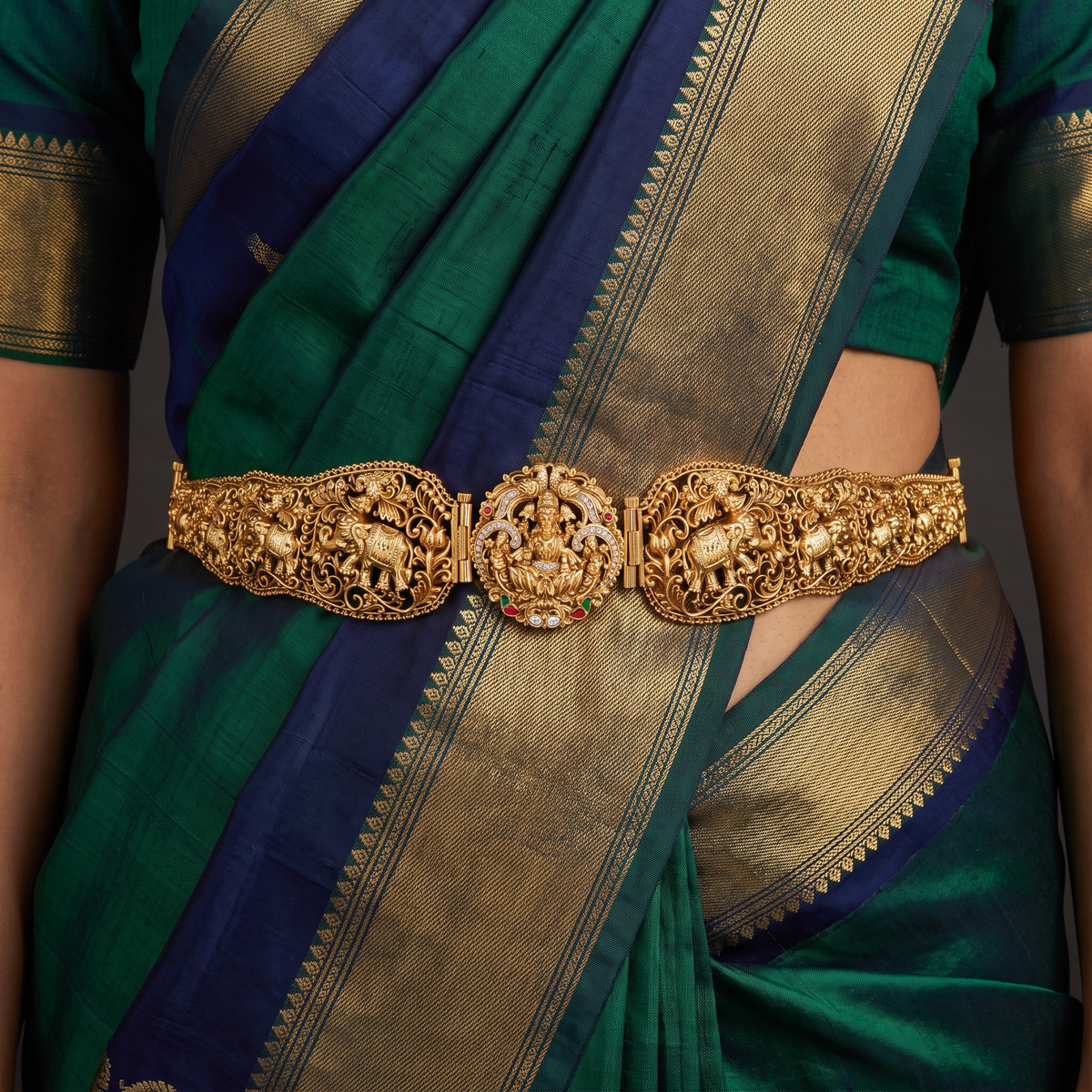 Antique Lakshmi Dabu with Elephant Motifs