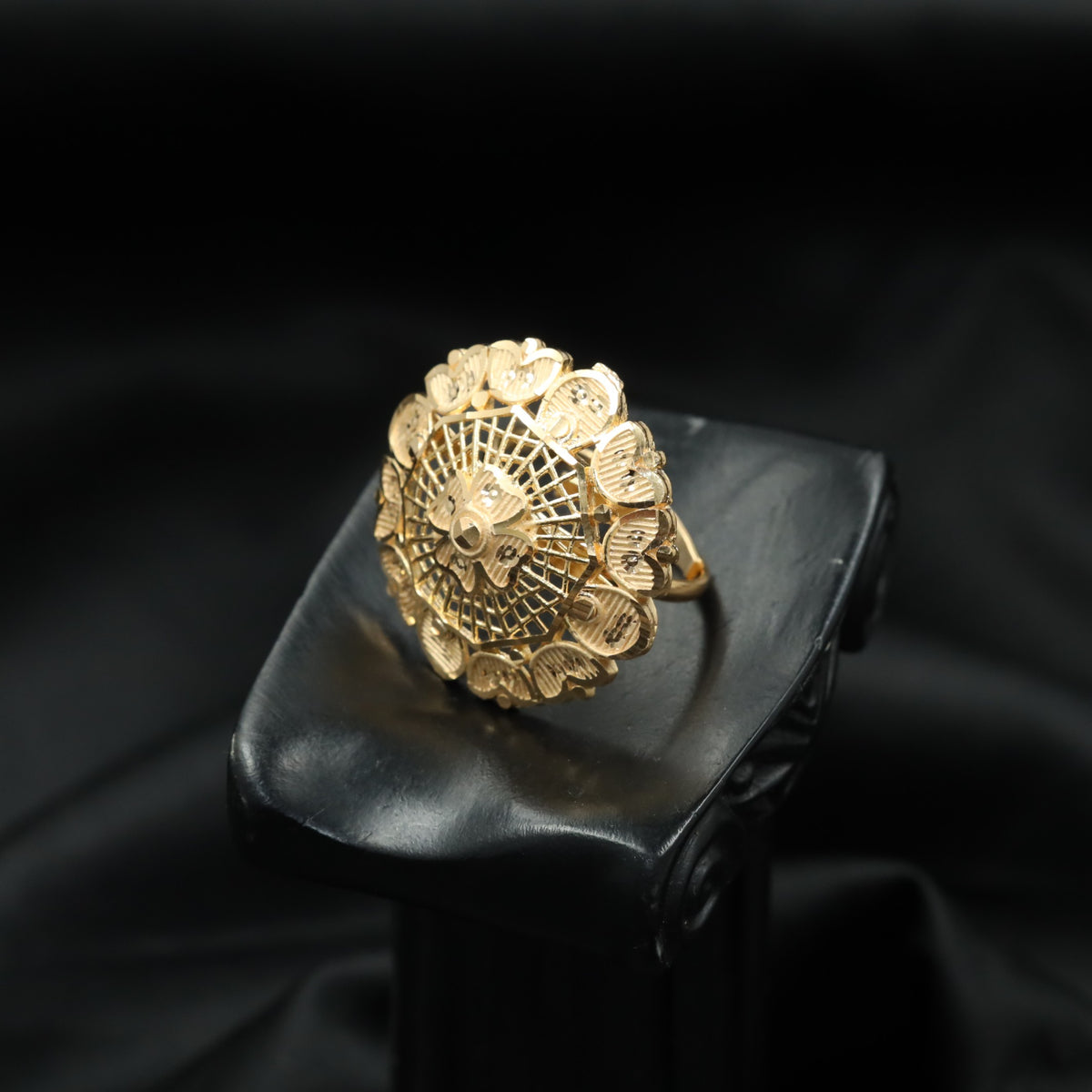 Gold Plated Floral Ring with Radial Openwork