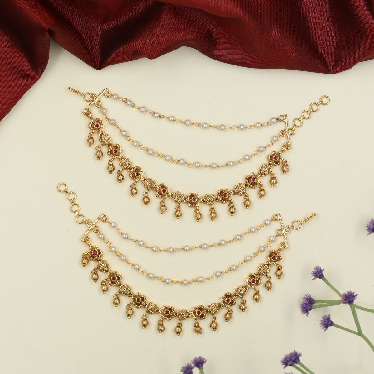 Antique Mati with Elaborate Floral Linkwork and Delicate Beaded Details