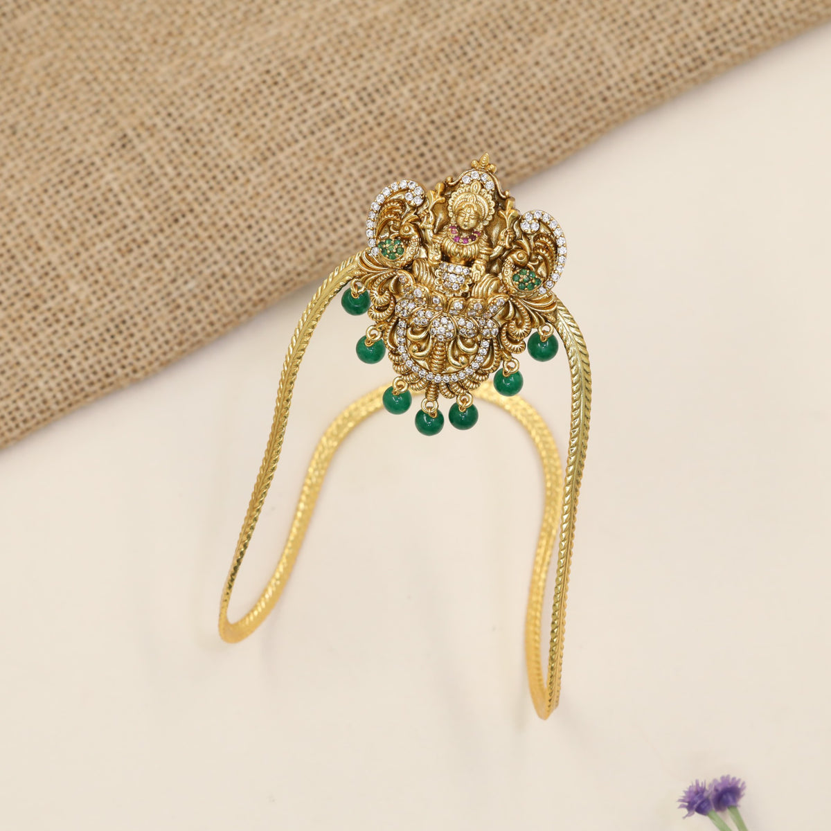 Classic Antique Vanki featuring Rich Central Ornamentation and Delicate Drop Accents