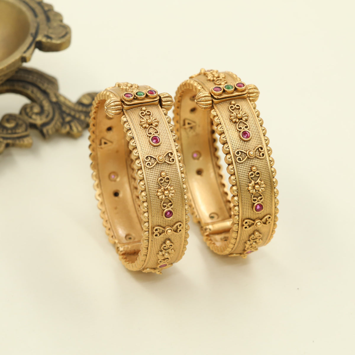 Traditional Antique Bangles with sculpted floral and scrollwork