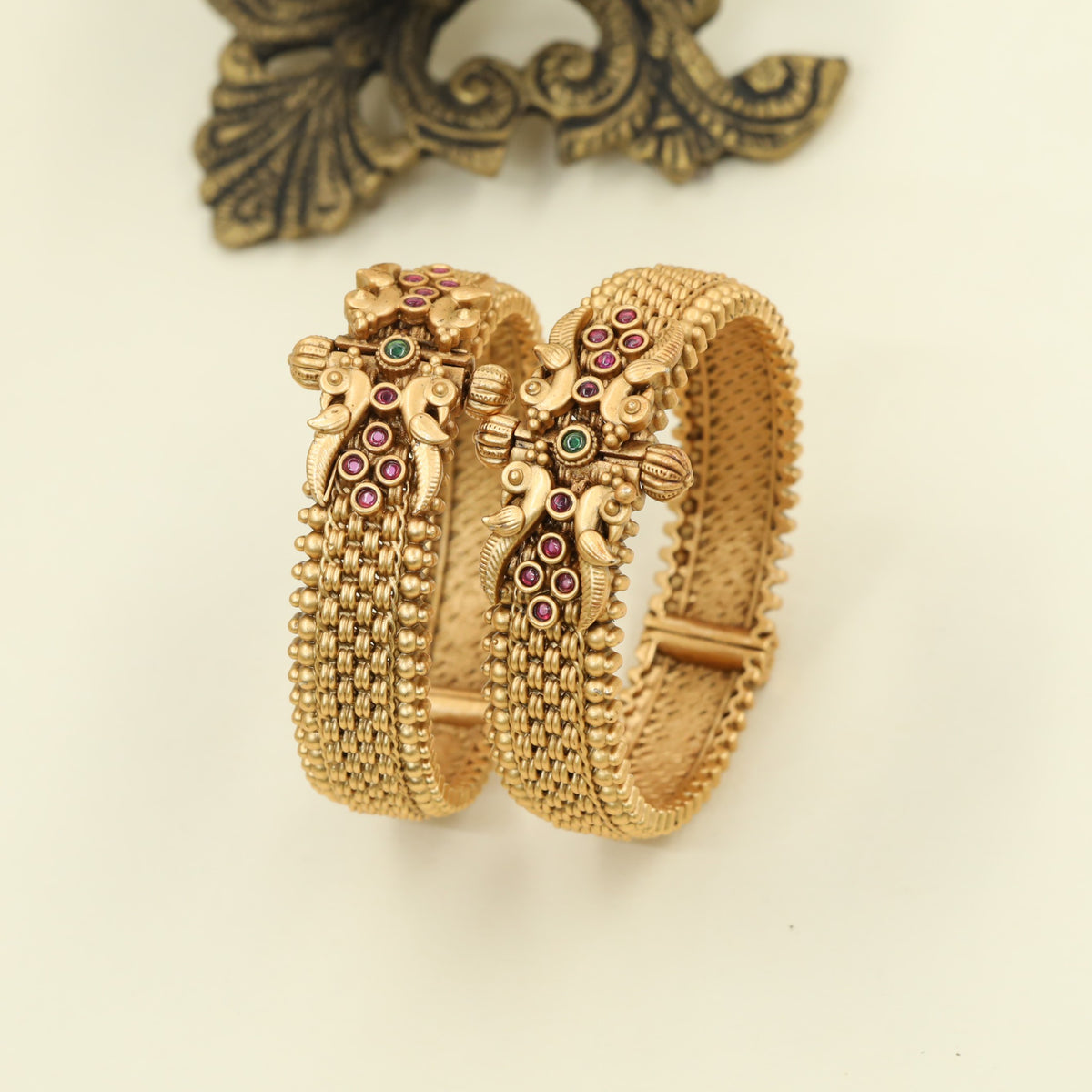 Traditional Antique Bangles with detailed raised panel work