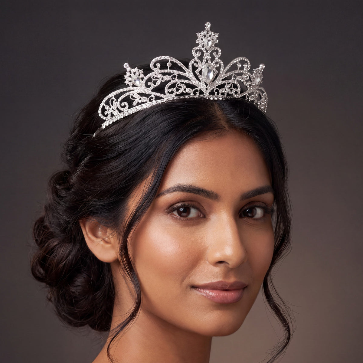 Classic Crown Highlighting Symmetrical Leaves and Elegant Curved Detailing