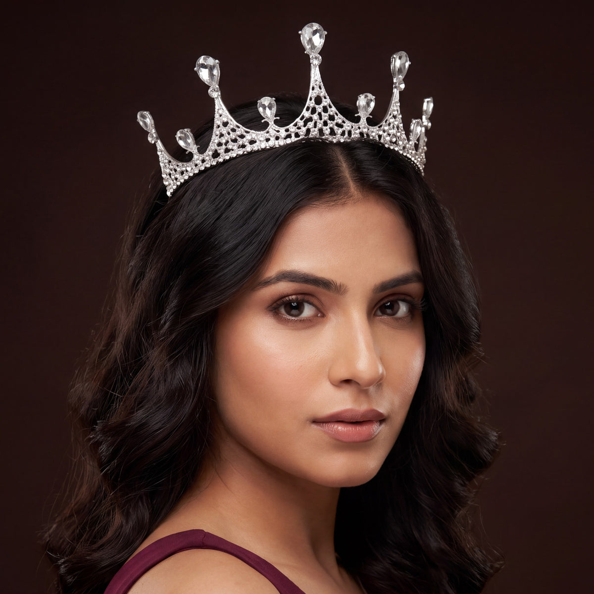 Classic Crown Showcasing Elevated Teardrop Forms And Fine Detailing