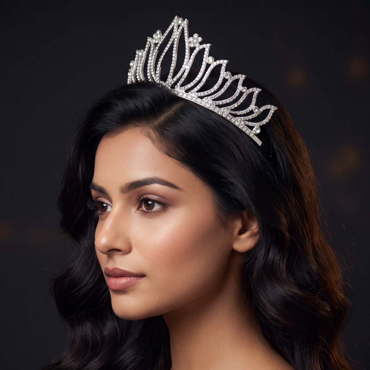 Modern Crown featuring a tall teardrop frame and curved detailing
