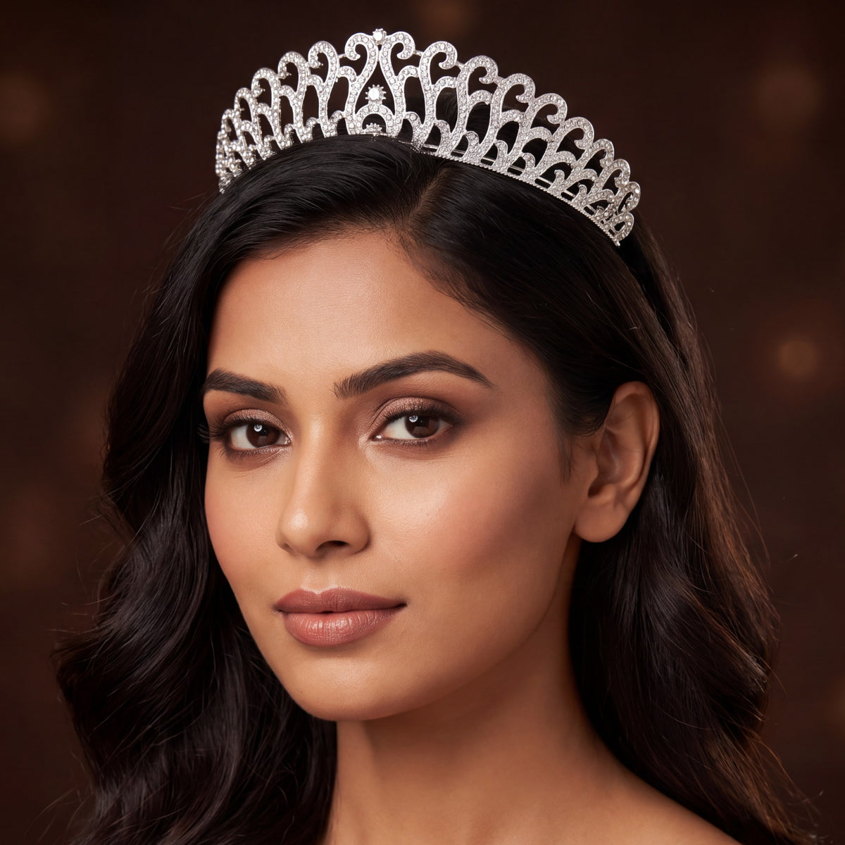 Bridal Crown showcasing repeated curling arches with a distinctive centre detail