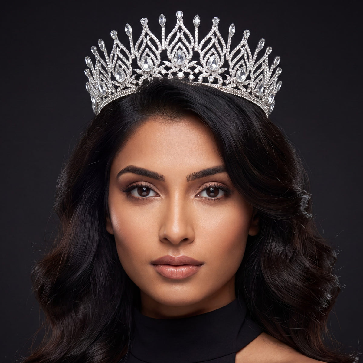 Grand wedding Crown featuring pointed arches and refined raised details