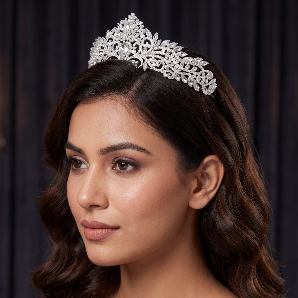 Signature Crown crafted with delicate foliage details and refined openwork
