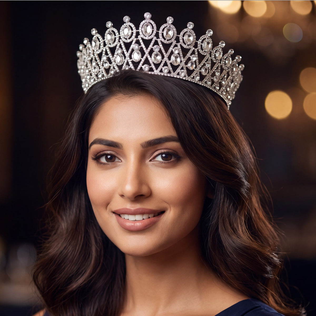 Premium Crown featuring structured oval details and graceful raised accents