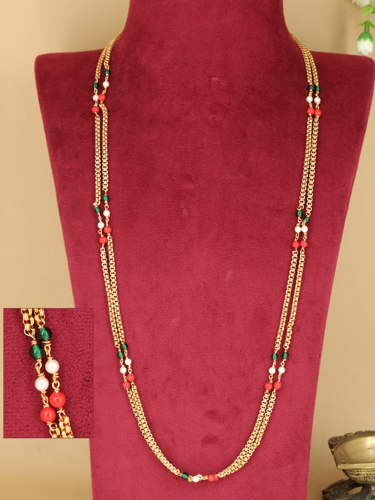 Heritage Beads Chain With Fine Chain And Bead Arrangement
