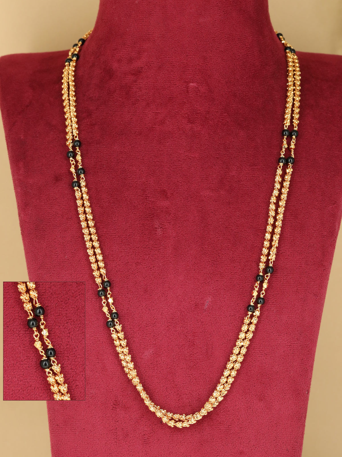 Beads chain with intricate twin-strand detailing and elegant bead accents