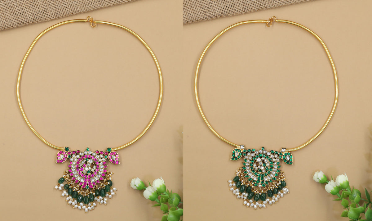 Reversible Jadau Necklace with Parrot-Inspired Side Motifs