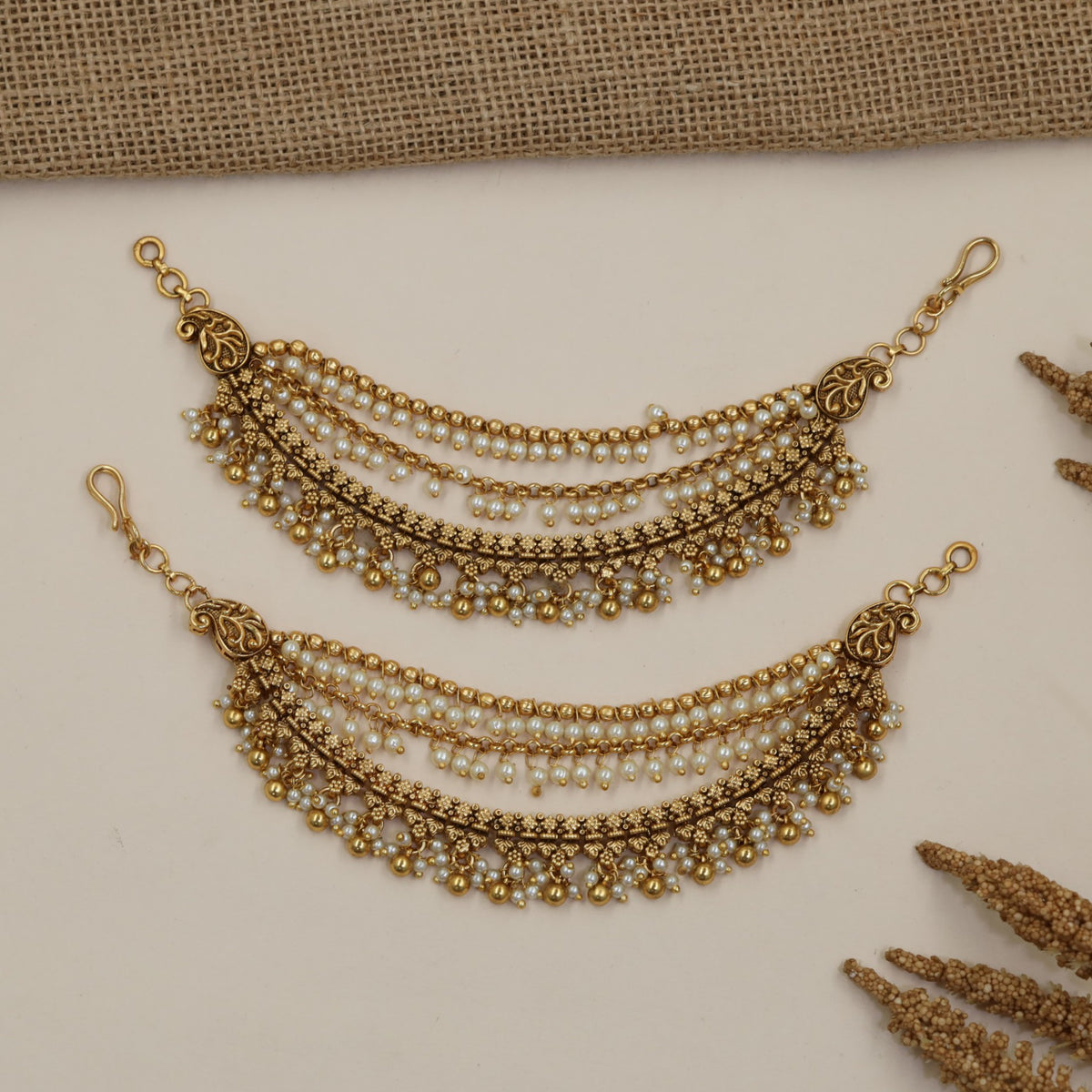 Statement Antique Mati With Repeating Pearl Strands