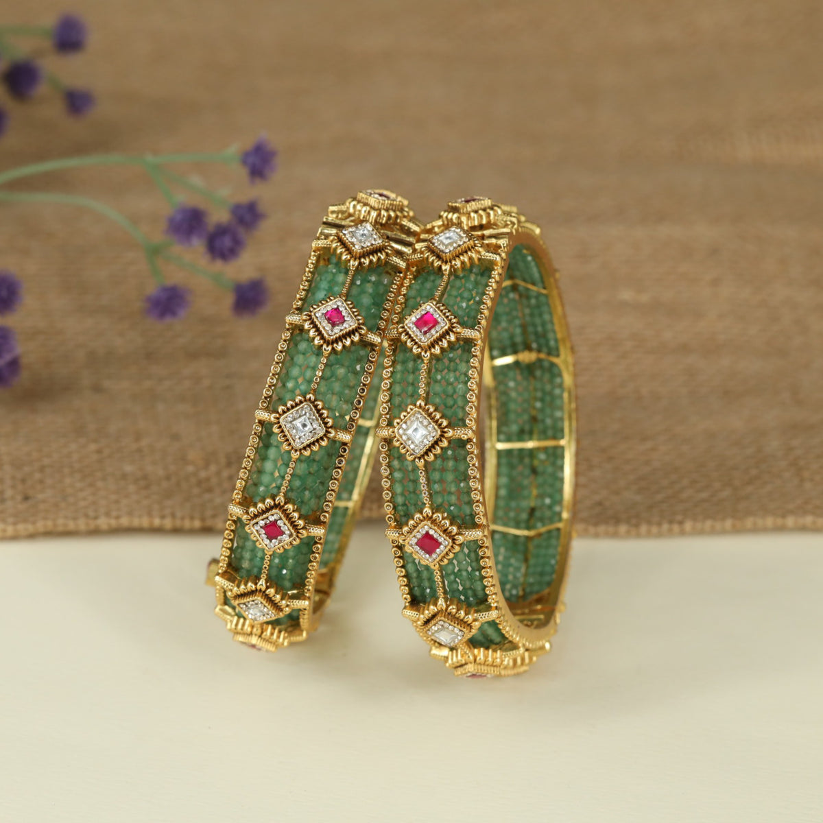 Premium Antique Bangles Showcasing Framed Geometric Elements