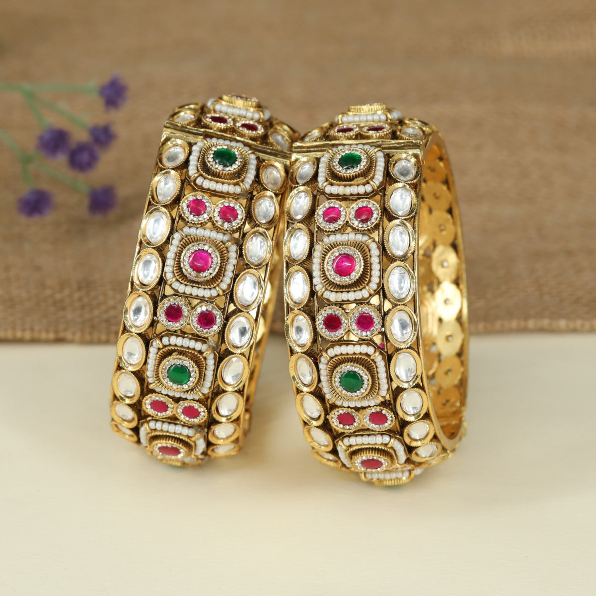 Classic Antique Bangles Featuring Intricate Decorative Panel Work