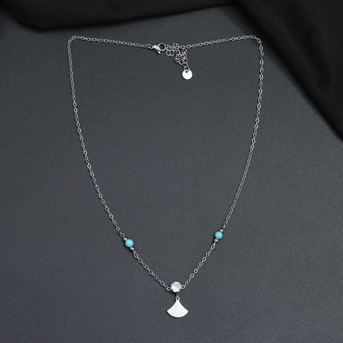 Geometric Fan Pendant Rhodium Chain