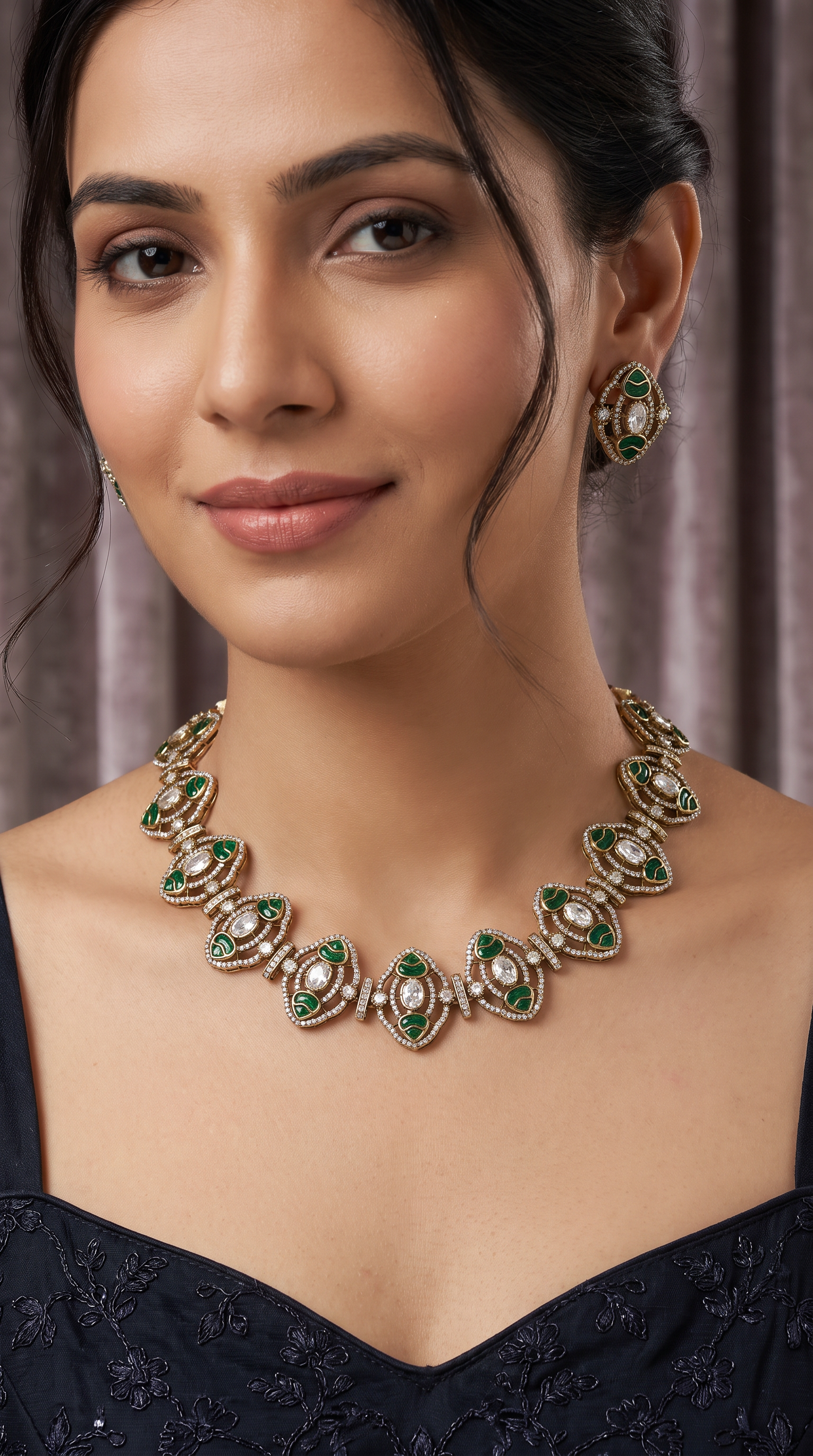 Victorian Necklace Showcasing Oval Frames and Central Stone Forms