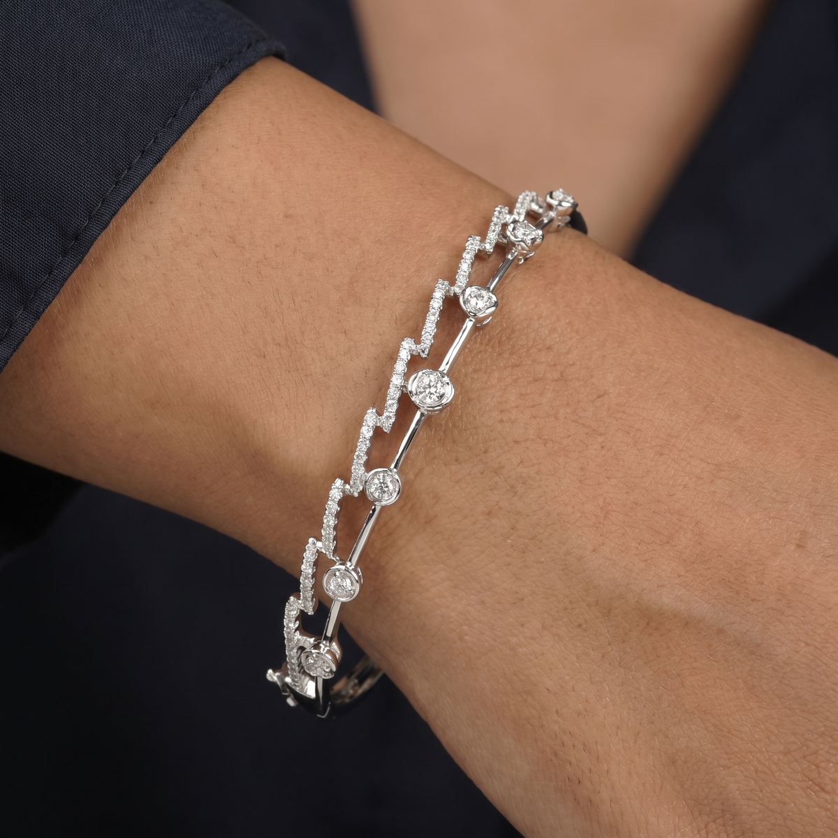 Empress Leaf Kada with Raised Floral Arrangement and Compact Detailing