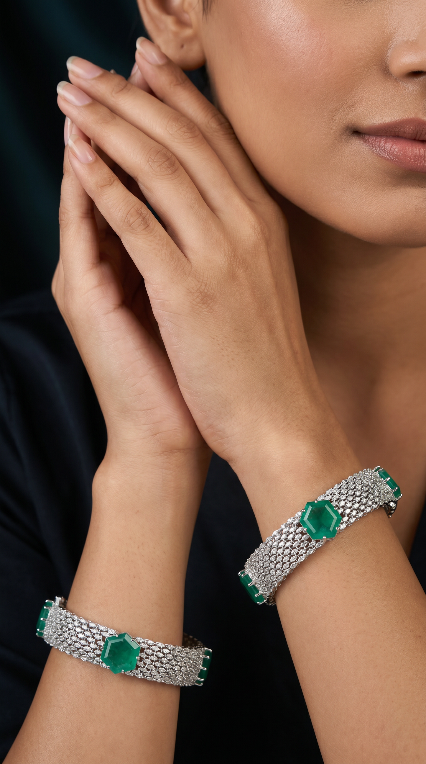 Avenue Mesh Rhodium Bangles with Textured Surface Pattern
