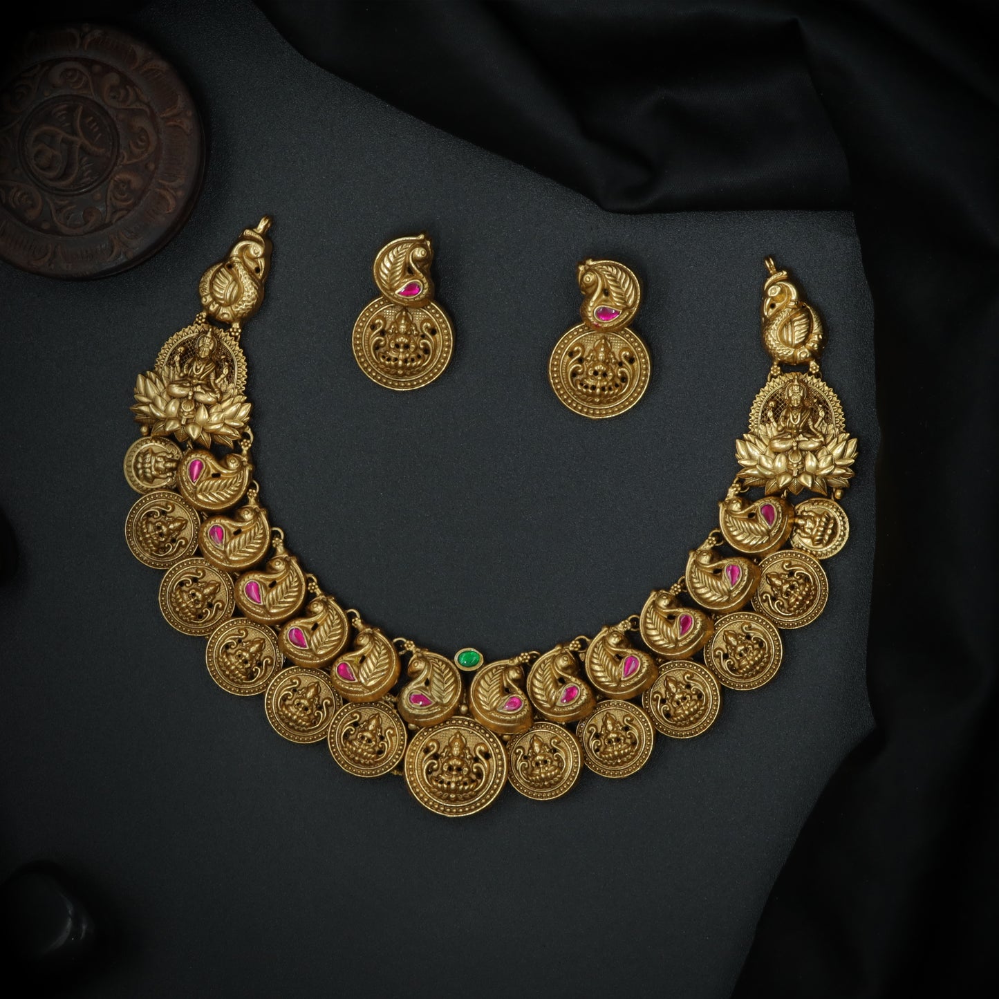 Silver Lakshmi Coin-Link Necklace Set