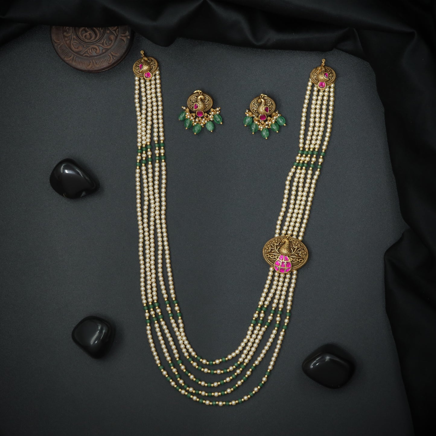Silver Pearl Cascade Long Haara Set