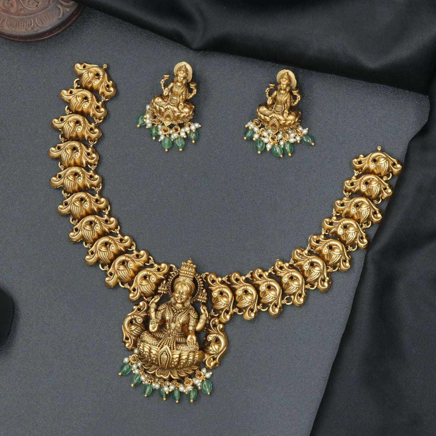 Divine Lotus Majesty Temple Necklace Set