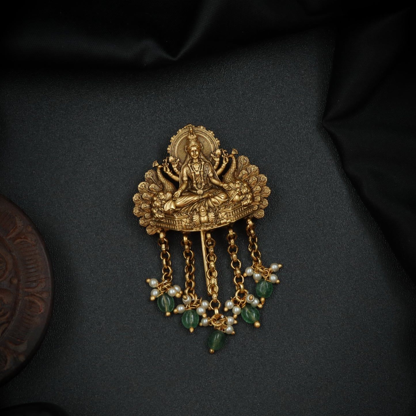 Silver Lakshmi Jade Bead Pendant