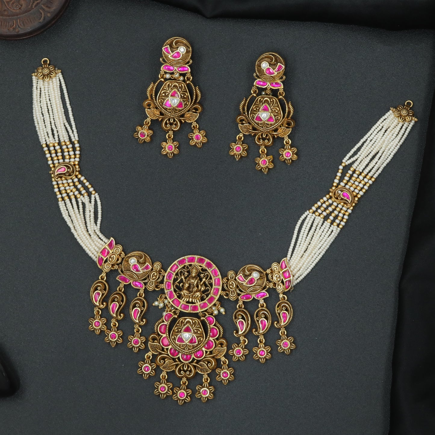 Silver Mangala Ganesha Pearl Choker Set
