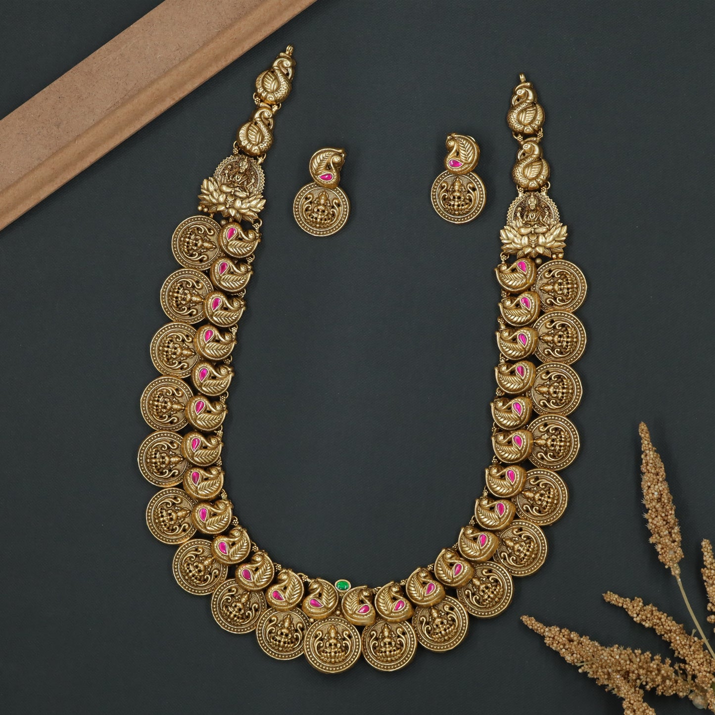 Grand Peacock-Lakshmi Silver Long Haara with Ornamental Richness