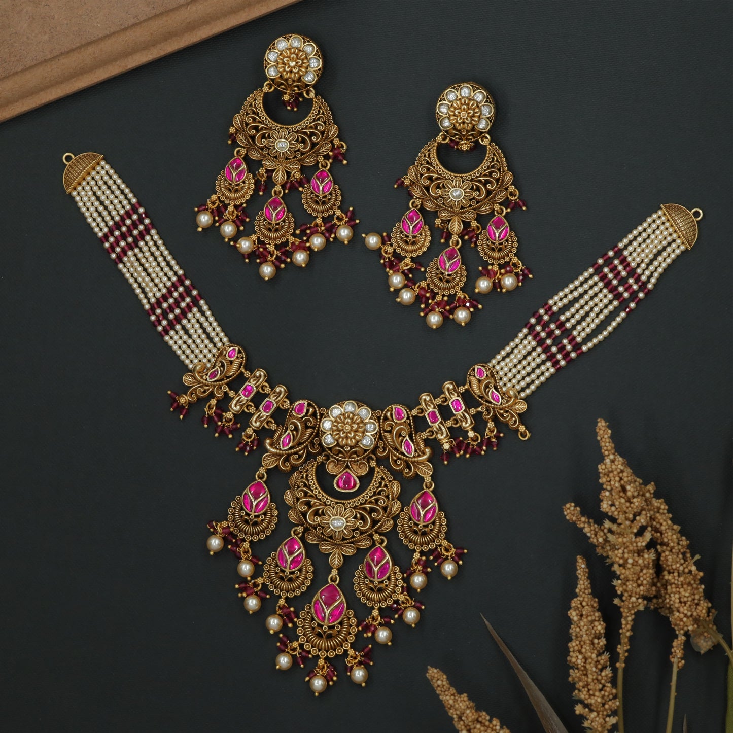 Classic Filigree Necklace with Decorative Crest Motifs