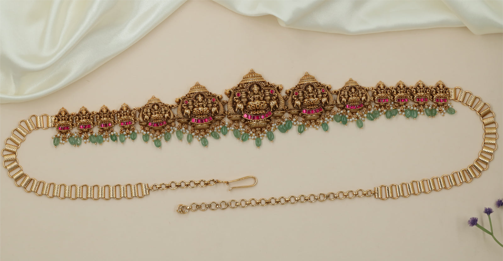 Bridal Lakshmi Antique Waist Belt with Ornamental Border Styling