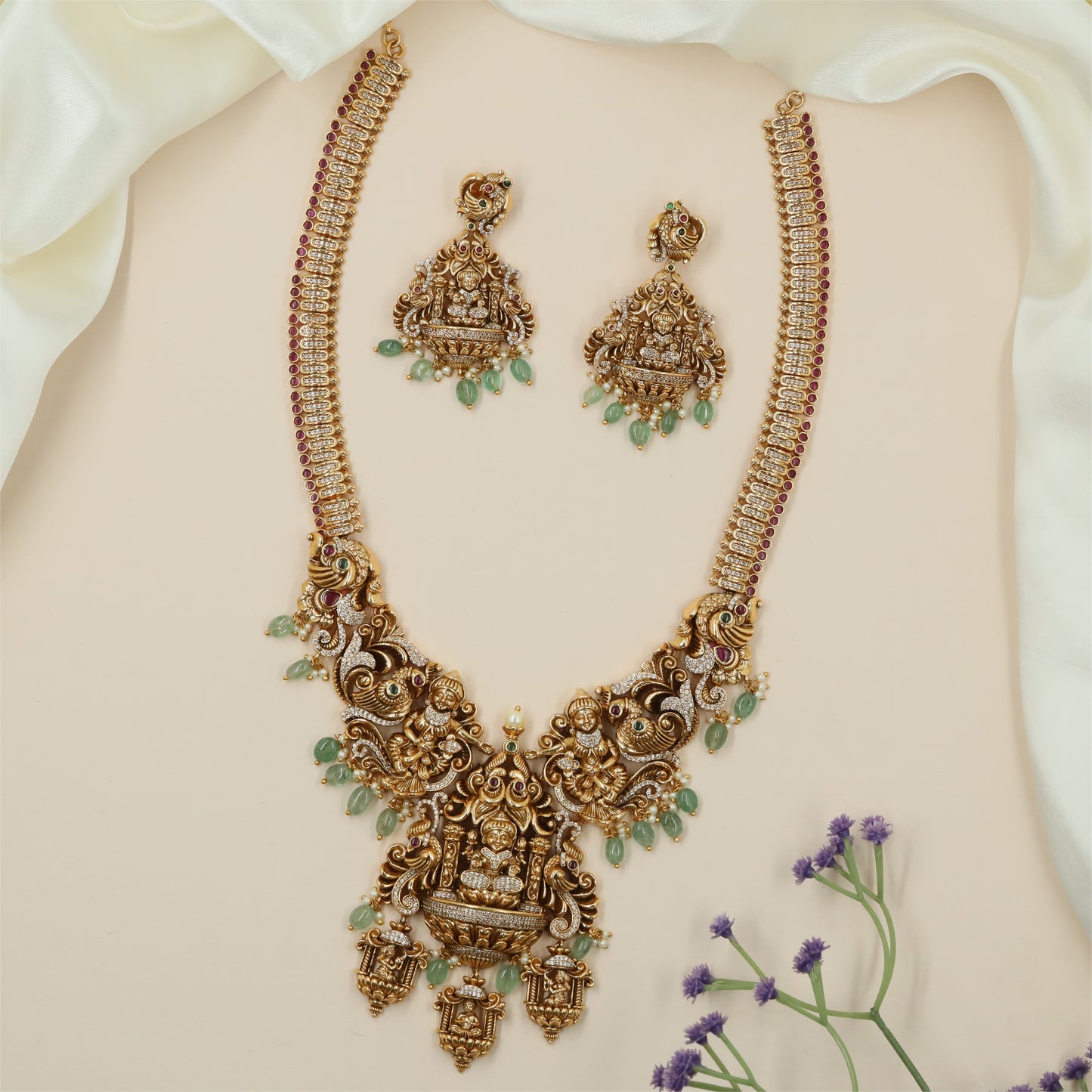 Traditional Lakshmi Long Haara with Curved Side Panels