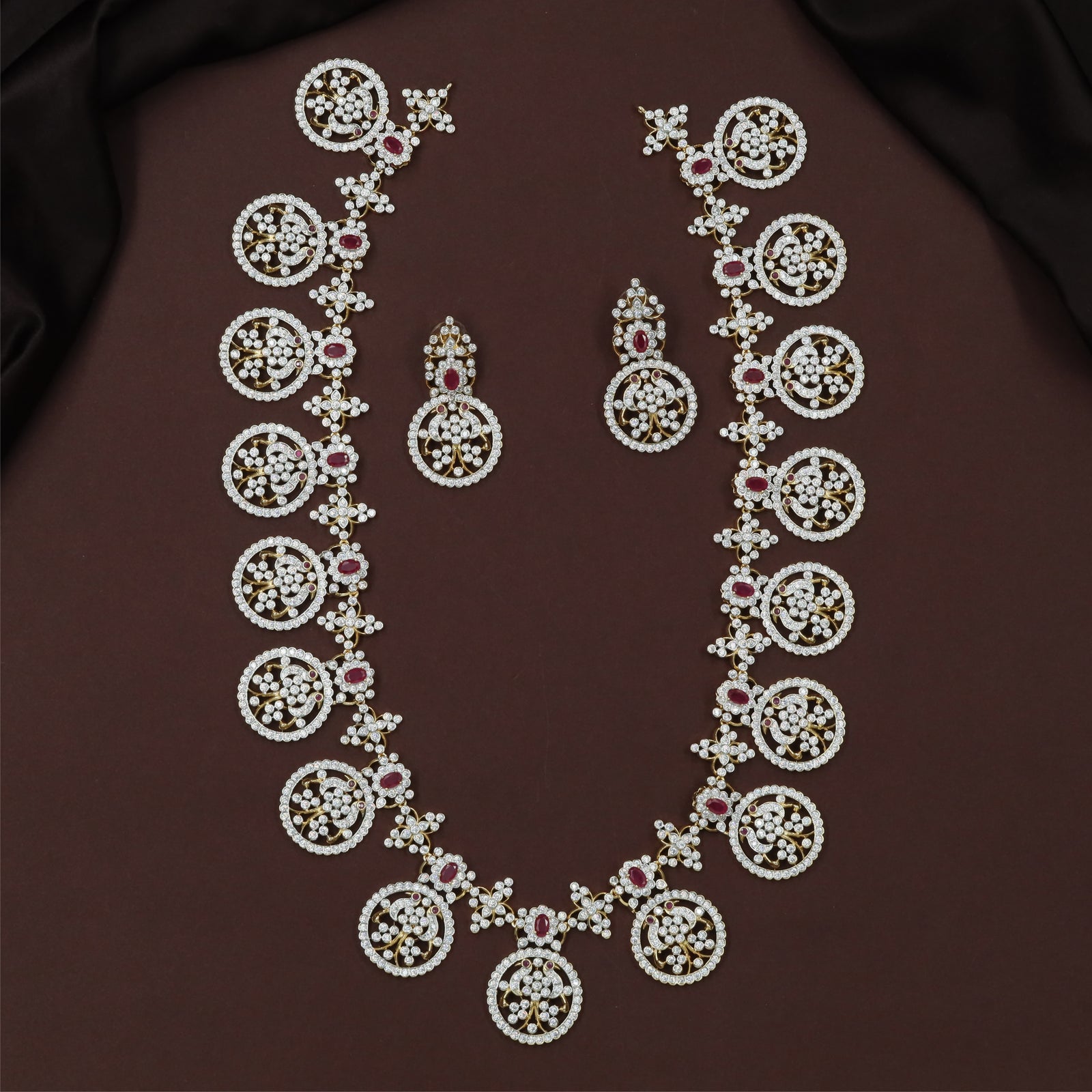 Granulated Floral GJ Long Haara with Decorative Round Accents