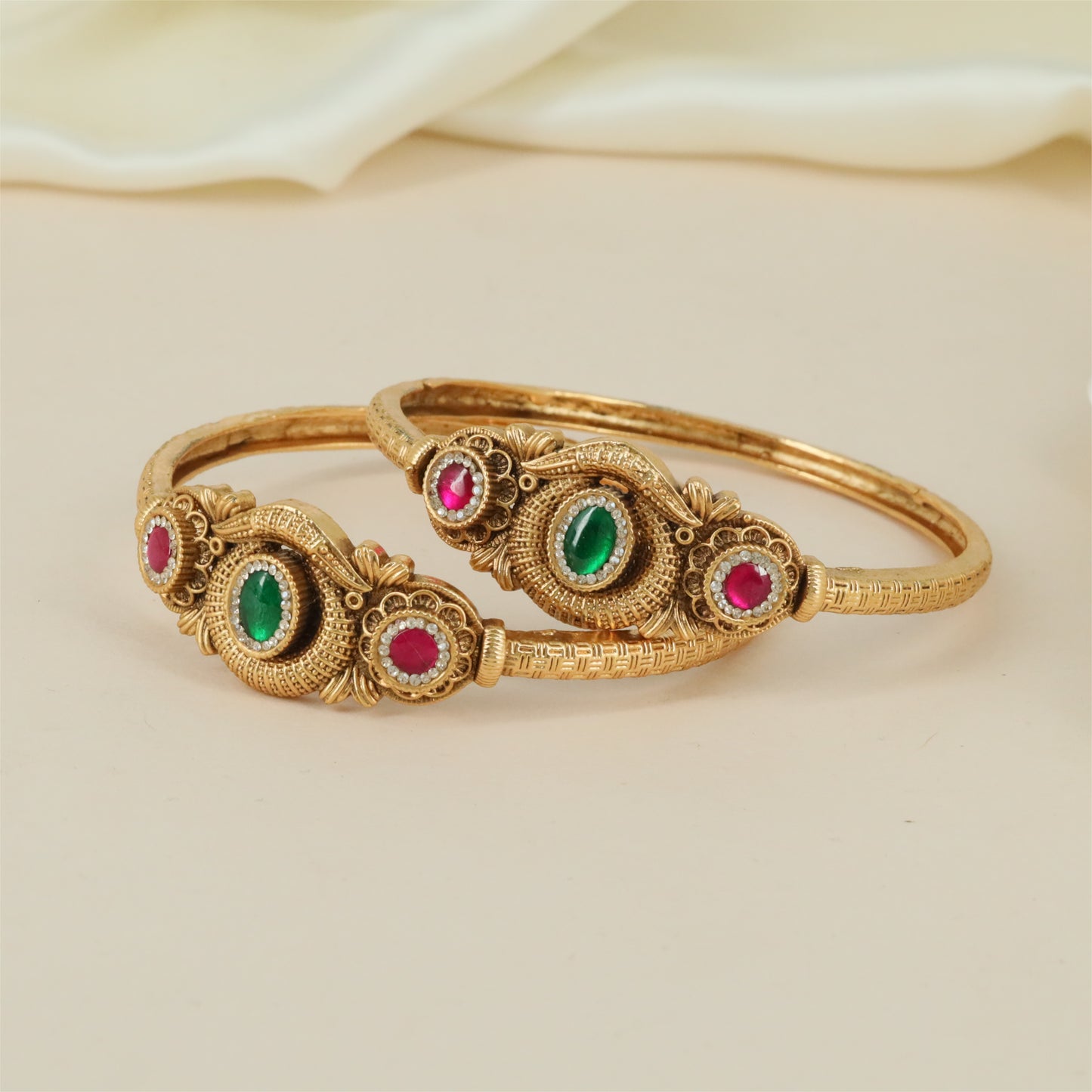 Cultural Heritage Bangles with Structured Filigree Composition