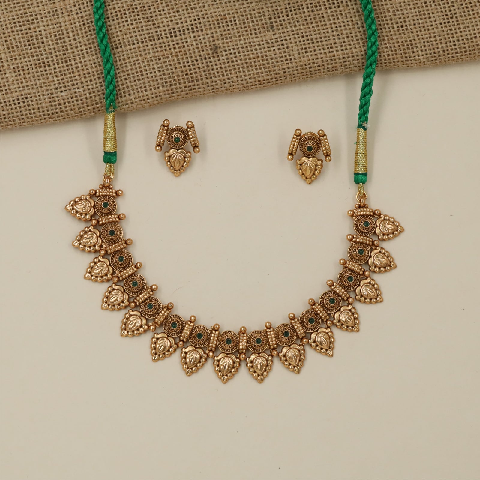 Classic Disc Motif Antique Necklace with Ornamental Border Styling
