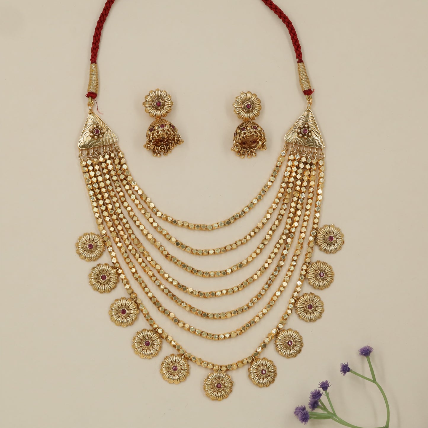 Signature embellished antique necklace with repeating ornamental rows