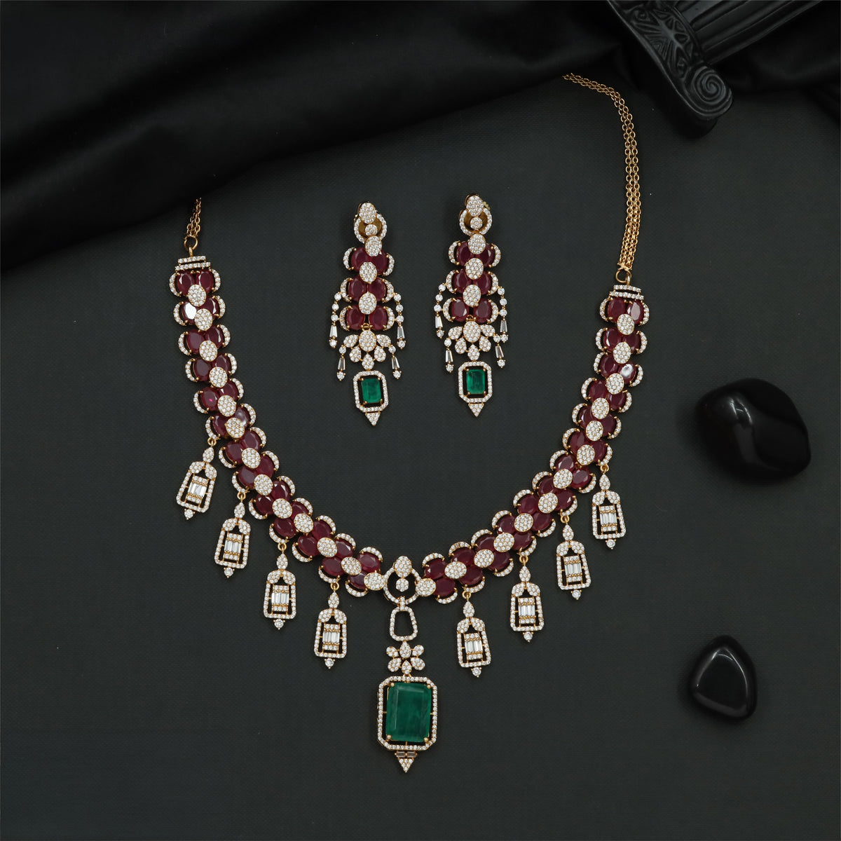 Victorian Necklace with a richly detailed band and a bold central pendant