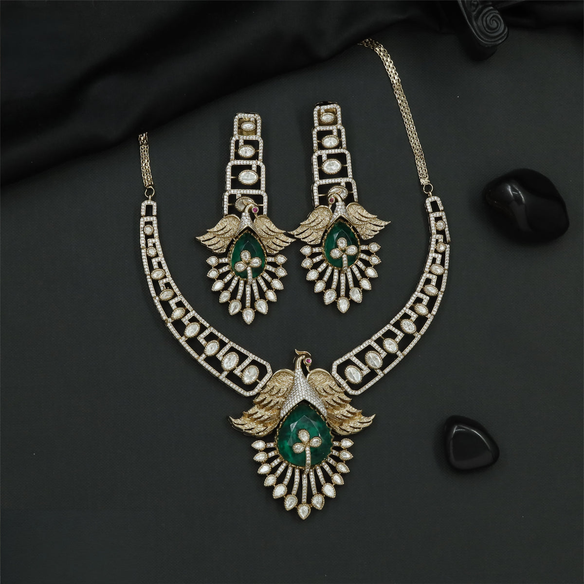 Victorian Necklace with an elaborate peacock and feather detailing