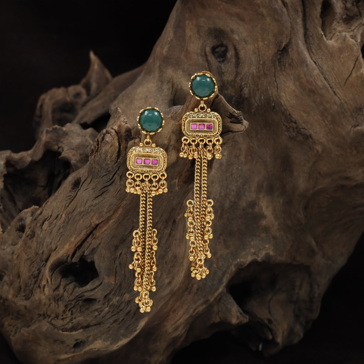 Auric Tassel Antique Hanging with Circular Stud Top