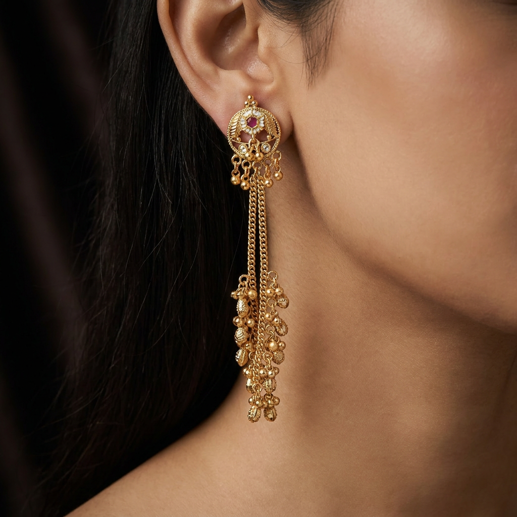 Juniper Disc Kundan Hanging with Textured Border Finish