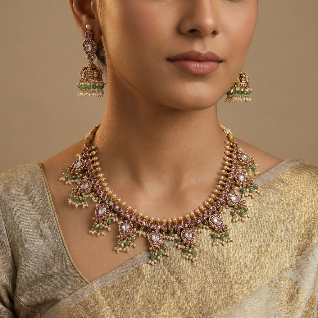 Grand Paisley Antique Necklace with Dense Fringe Craftsmanship