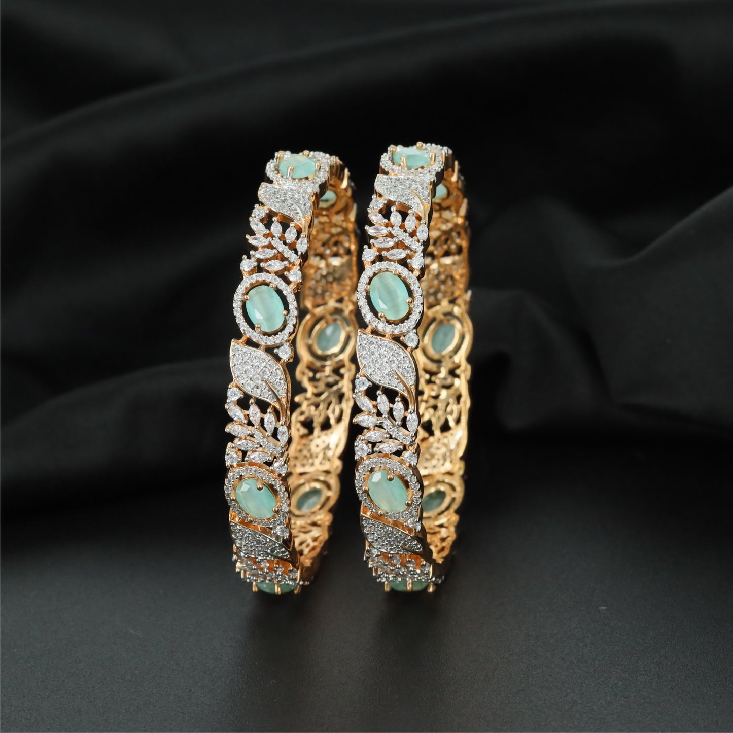 Botanical Harmony Gj Bangles with Repeating Floral Sections