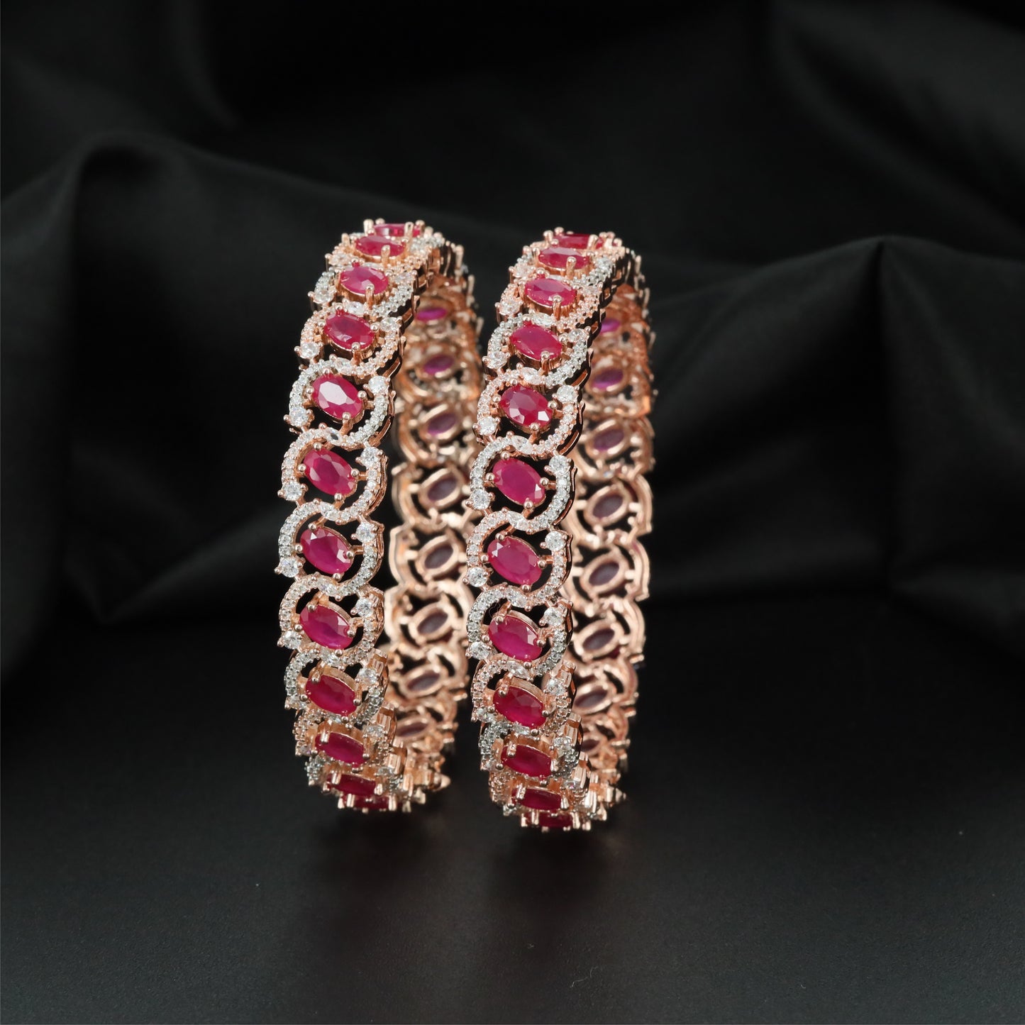 Blossom Rose Gold Bangles with Intricate Border Styling