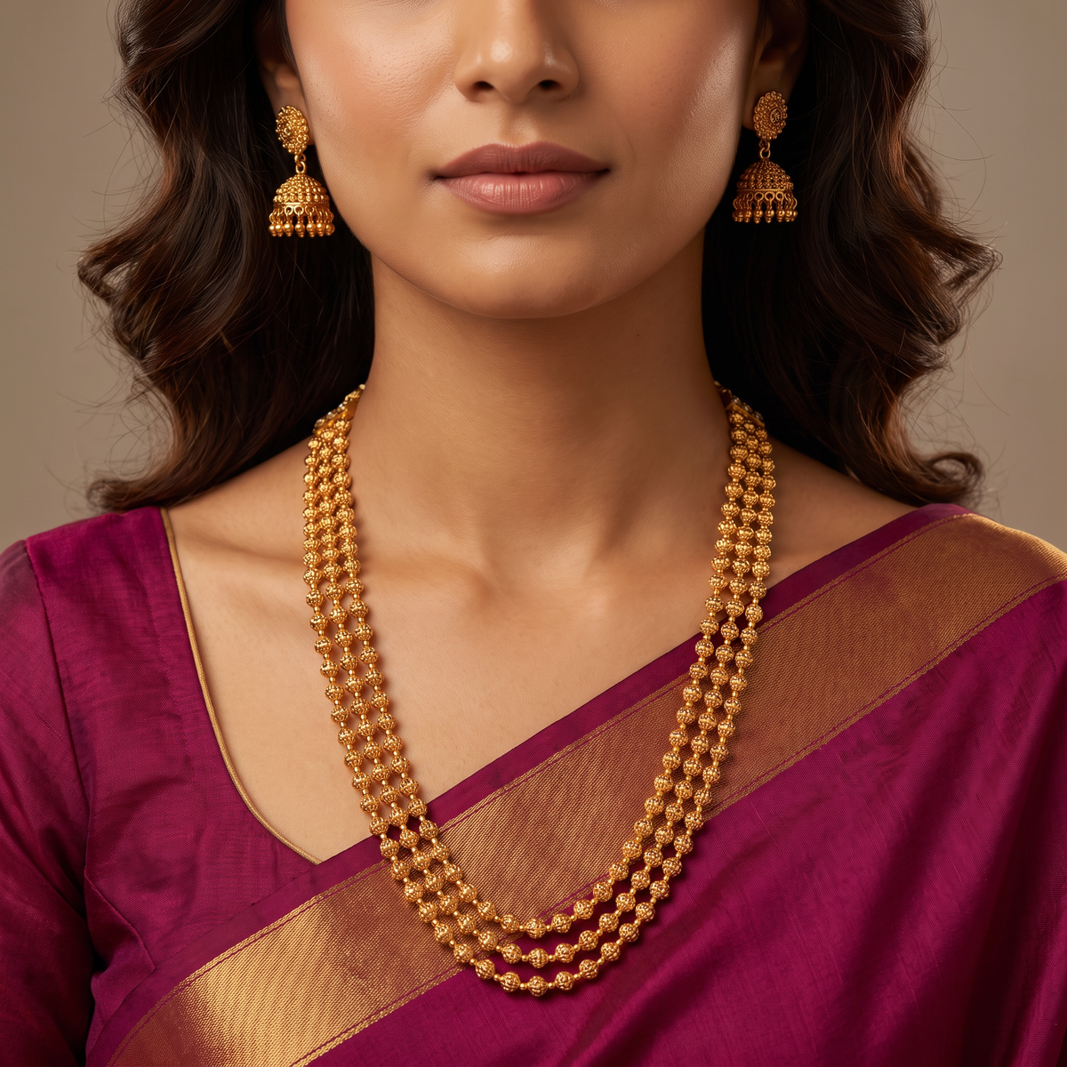 Rainfall Temple Beads Necklace with Dense Sphere Arrangement