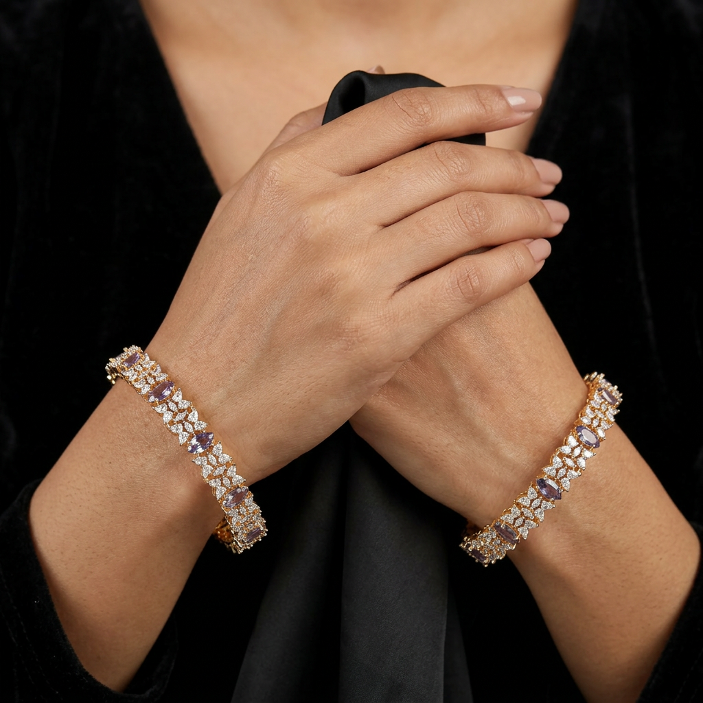 Petal Pathway Gold Polish Bangles with Refined Connector Design