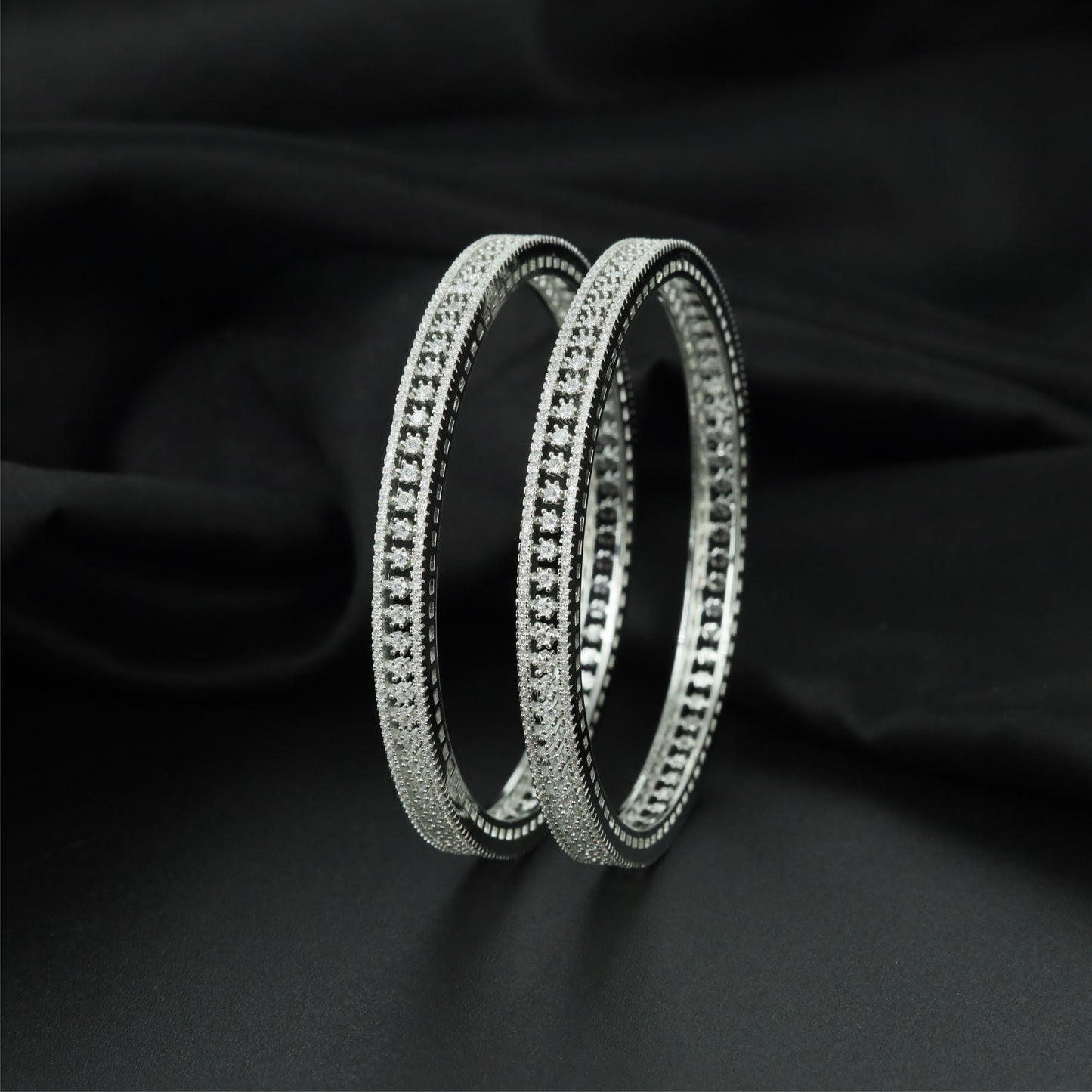 Keystone Rail Rose Gold Bangles with Intricate Open Detailing